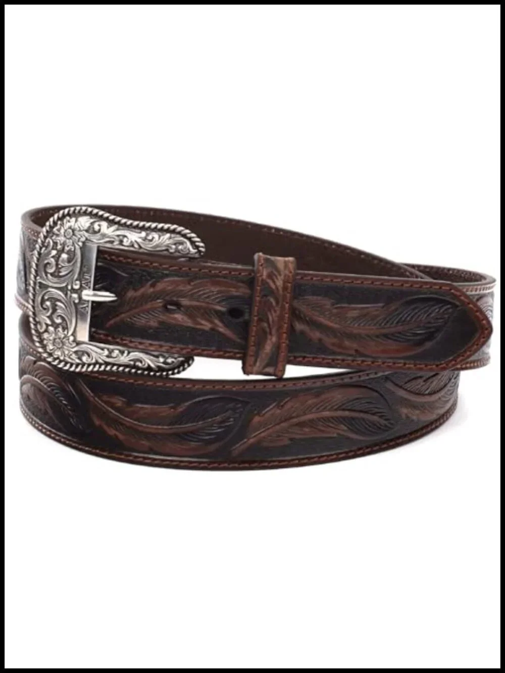 Genuine Leather Western Belt with Exchangeable Buckle